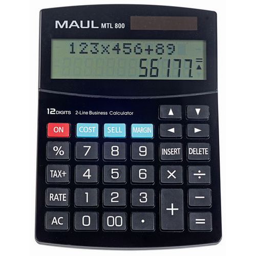 Kontorkalkulator MTL 800 - 12 nøkler - 2 rader - Maul