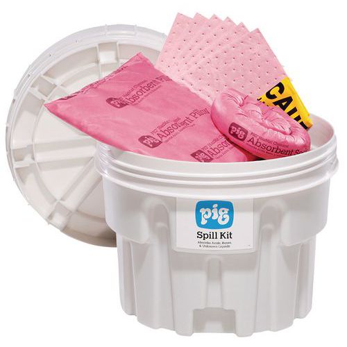 Absorbenter - spillkit med plastfat, Kjemikalier
