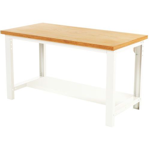 Cubio arbeidsbenk med fast hylle – Bredde 200 cm – multiplex