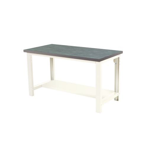 Cubio arbeidsbenk med fast hylle – Bredde 150 cm – linoleum