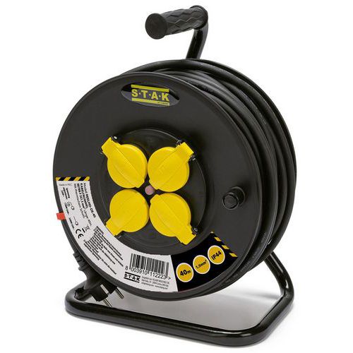 Kabeltrommel byggestandard SCHUKO, 4 stikkontakter IP44 - Stak Kabeltrommel byggestandard SCHUKO, 4 stikkontakter IP44 - Stak