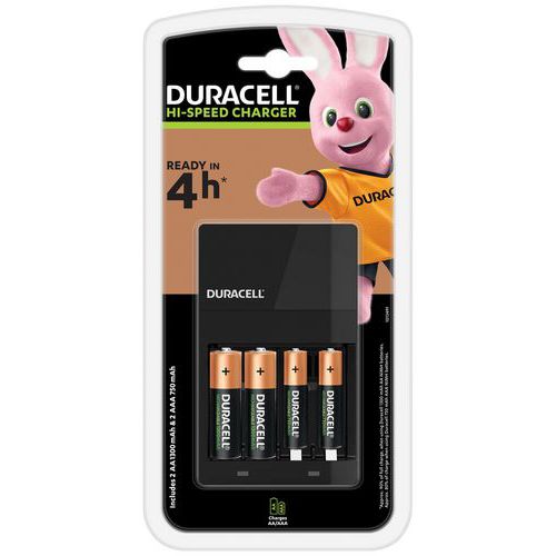 Lader CEF14 for 2 AA og 2 AAA batterier - Duracell Lader CEF14 for 2 AA og 2 AAA batterier - Duracell