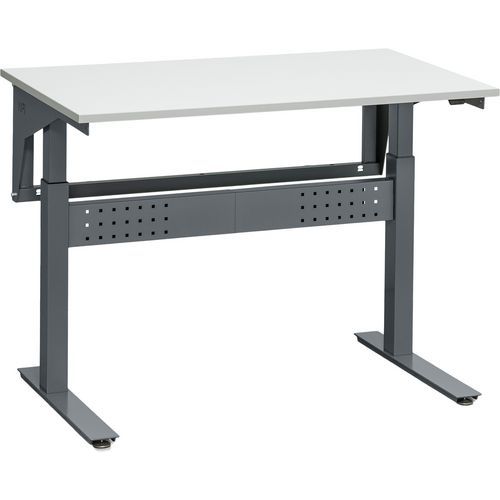 Motordrevet arbeidsbord W200 med laminatplate og påbygningsramme - WFI