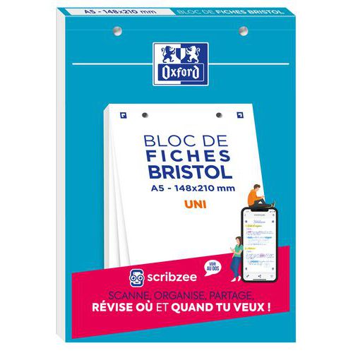 Block Bristol 148x210 30 kort perforert hel hvit - Oxford Block Bristol 148x210 30 kort perforert hel hvit - Oxford
