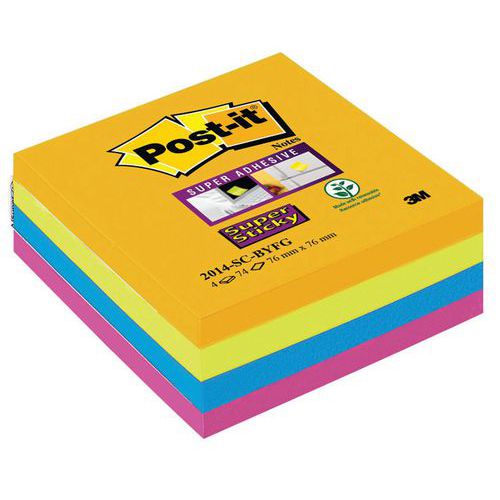 Post-it® Super Sticky Notes kube, 4 farger