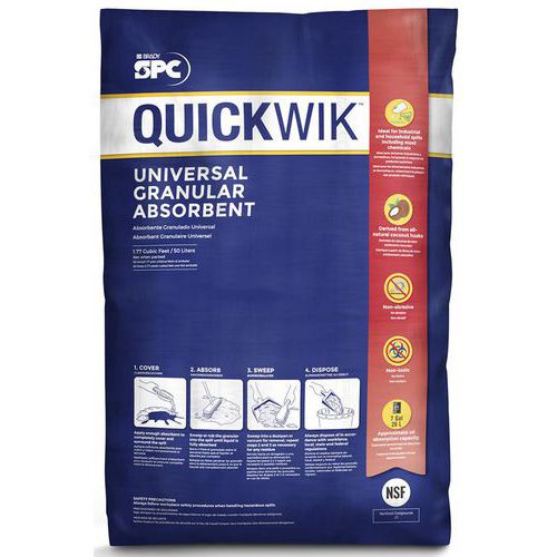 Absorberende granulat Quickwik universal - kokosfiber - 50L - Brady Absorberende granulat Quickwik universal - kokosfiber - 50L - Brady
