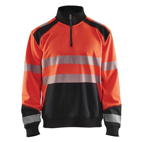 Varsel genser med halv glidelås Hivis Rød/Svart
