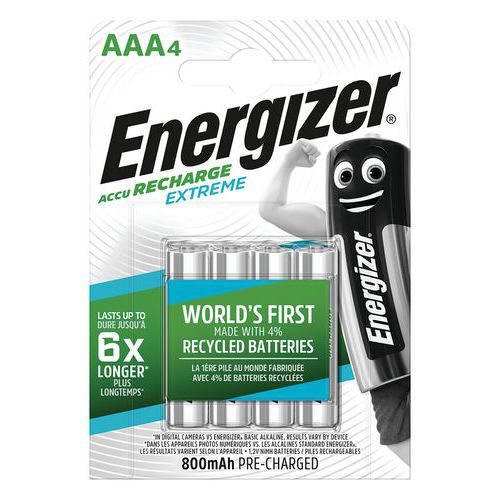 Extreme resirkulert oppladbart batteri - AAA/LR03 - Pakke à 4 - Energizer