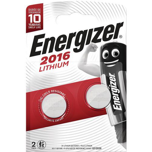 Litiumbatteri for kalkulatorer - CR2016 - Pakning à 2 - Energizer