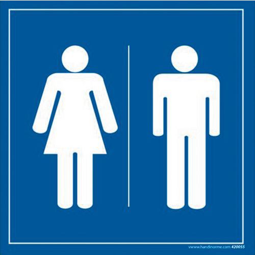 Toalettskilt med piktogram mann/kvinne