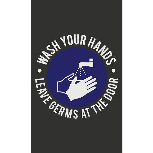 Vaskbar matte med «Vask hendene»-trykk – Engelsk