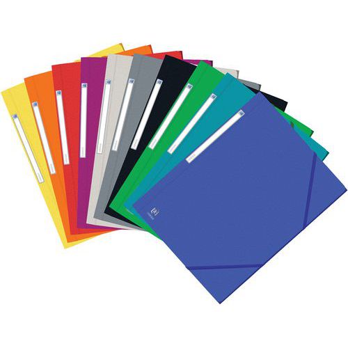 Eurofolio A4-mappe med strikk med tre klaffer - Kornet kort - Assorterte farger
