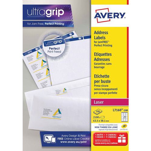 Adresseetikett Ultragrip - Laserprinter