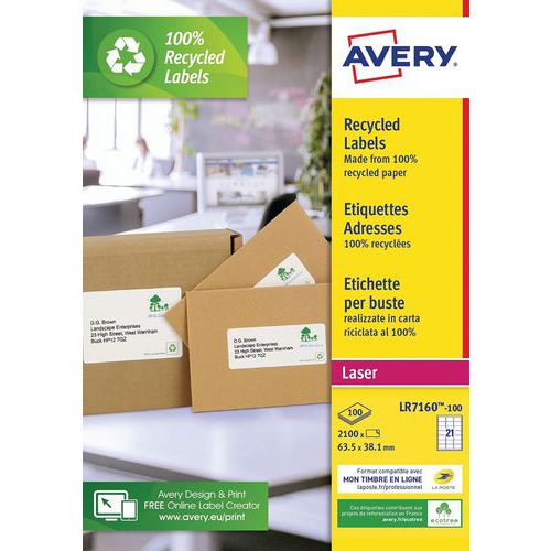 Resirkulert etikett Avery - Laserprinter - Avery
