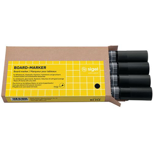 Whiteboardpenner - svart - 4 stk - Sigel
