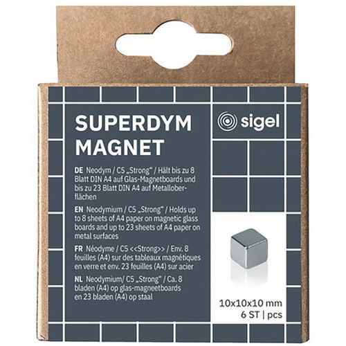 Magneter for glasswhiteboard - 10 mm - 6 stk - Strong - C5 - Sigel