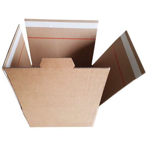 Brettbar pappeske - Med forskjellige klebeteip for første og påfølgende forsendelser