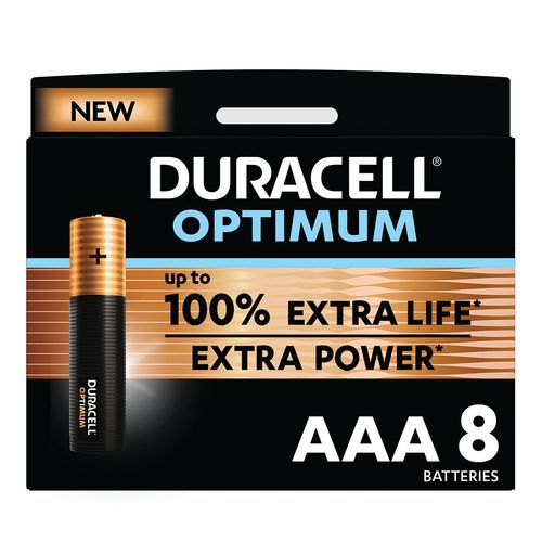 Optimum AAA alkalisk batteri - 4, 6 eller 8 enheter - Duracell