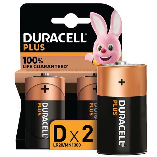 Plus 100 % D alkalisk batteri - 2 eller 4 enheter - Duracell
