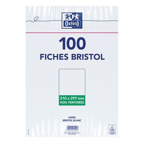 100 ikke perforerte A4-kort, hvite - Oxford