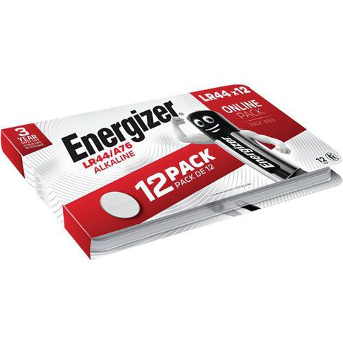 Gjennomtrykkspakning à 12 myntbatterier - A76 - Alkalisk - Energizer