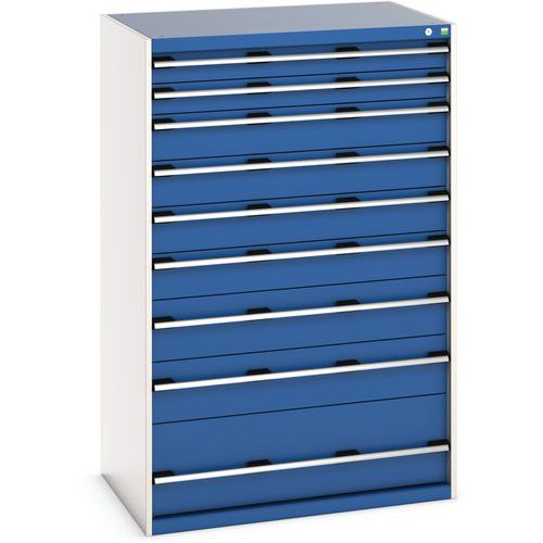 Skap med 9 skuffer Cubio – 1600x1050x750 mm – Bott