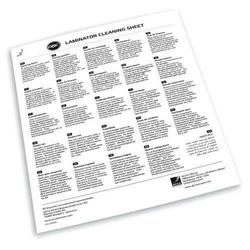 Rengjøringsark for lamineringsmaskin A3/A4 - GBC Rengjøringsark for lamineringsmaskin A3/A4 - GBC