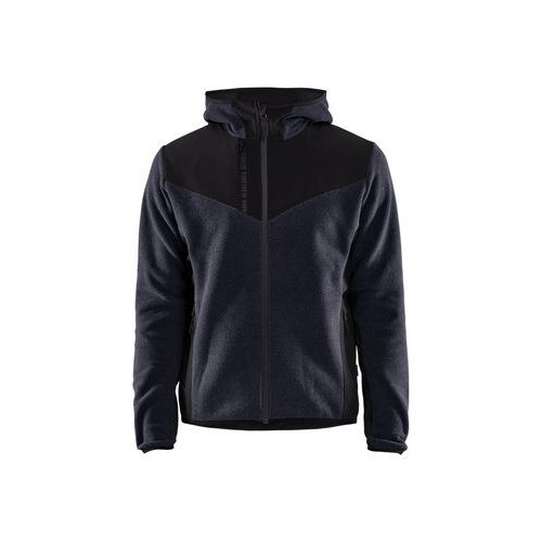 Strikkejakke med softshell og hette Honning-gul/svart