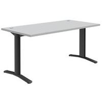 Skrivebord rett Pure - Lysegrå/mørkegrå - Faste føtter - Quadrifoglio