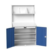 Arbeidsstasjon med bakpanel, magnetisk skrivepanel og hylle - Bott