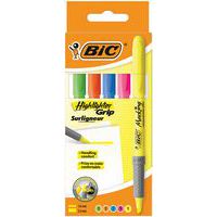 Markeringstusj BIC Highlighter Grip – Assorterte farger – Lomme à 5