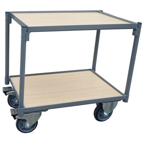 Bordvogn i tre med 2 hyller uten håndtak - 250 kg - Manutan Bordvogn i tre med 2 hyller uten håndtak - 250 kg - Manutan