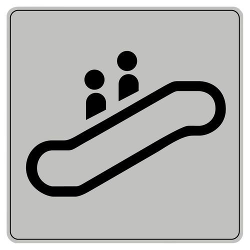 Symbolskilt pleksiglass grått rulltrapp Symbolskilt pleksiglass grått rulltrapp