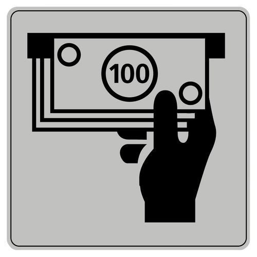 Symbolskilt pleksiglass grått minibank Symbolskilt pleksiglass grått minibank