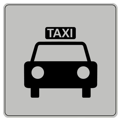 Symbolskilt pleksiglass grått taxi