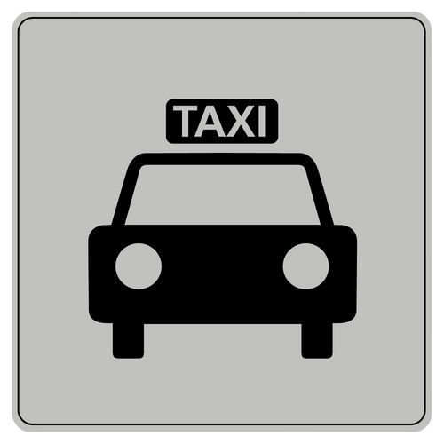 Symbolskilt pleksiglass grått taxi Symbolskilt pleksiglass grått taxi