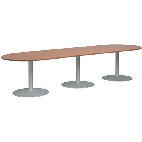 2 tables 1/2 ovales + 1 table d’extension avec plateau hêtre et pieds tulipes 2 tables 1/2 ovales + 1 table d’extension avec plateau hêtre et pieds tulipes