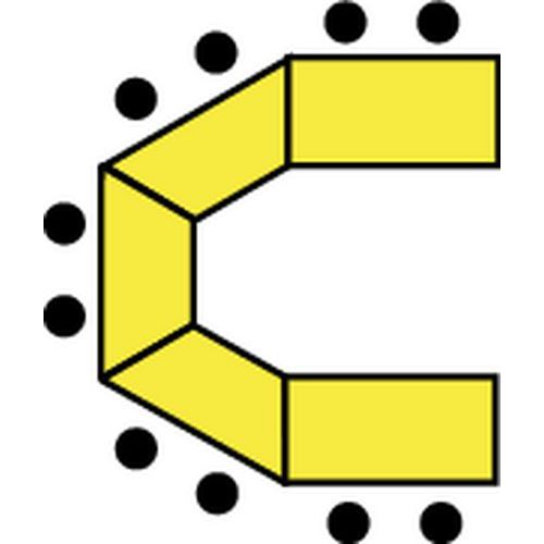 ensemble 10 personnes 240 x 220 cm composé de 5 tables dont :- 3 tables trapézoïdales- 2 tables rectangulaires