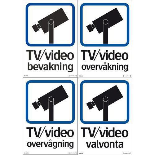 Skilt - TV/video overvåkning, dobbeltsidig
