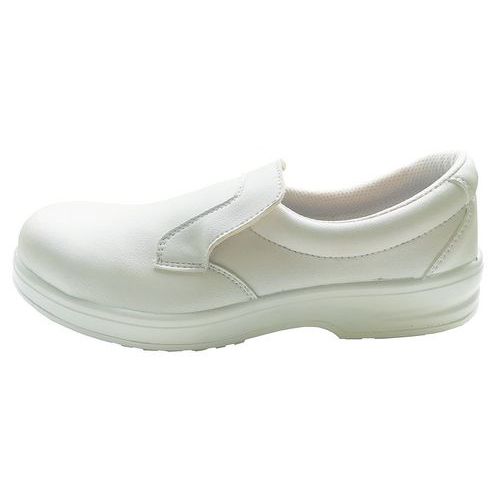 Hvite slip-on sko for bruk i næringsmiddelindustrien - S2 SRC - Manutan